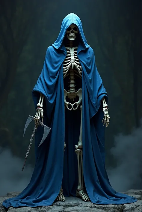 Skeleton with blue cloak and small sickle