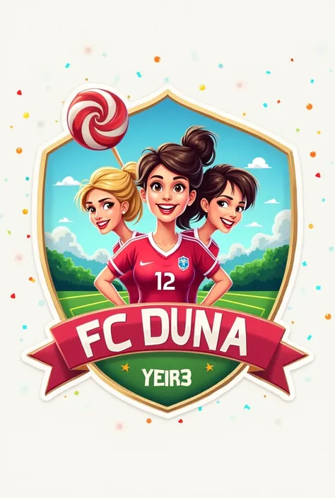 Image where it says Fc Duna of women's soccer and that makes a logo of a candy