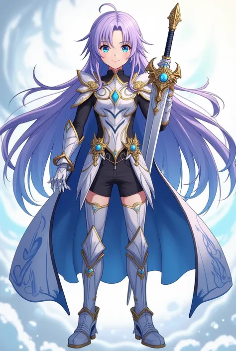 Create an image : } Let's imagine a hypothetical son of Rimuru Tempest and Shion , called Rimirion .  Rimirion has an appearance that combines the distinctive characteristics of his parents shades .

 Rimirion has long and flowing light purple hair ,  that...