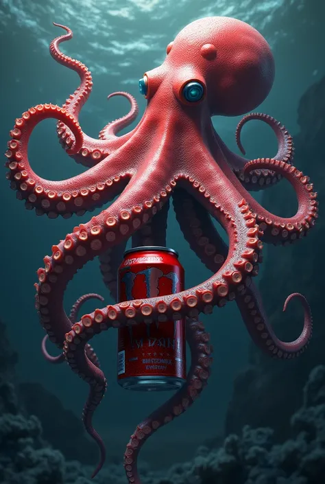 Octopus tentacles holding an energy can 