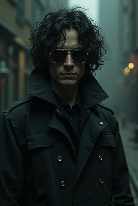  From dead eyes aviator glasses cold coat with curly hair