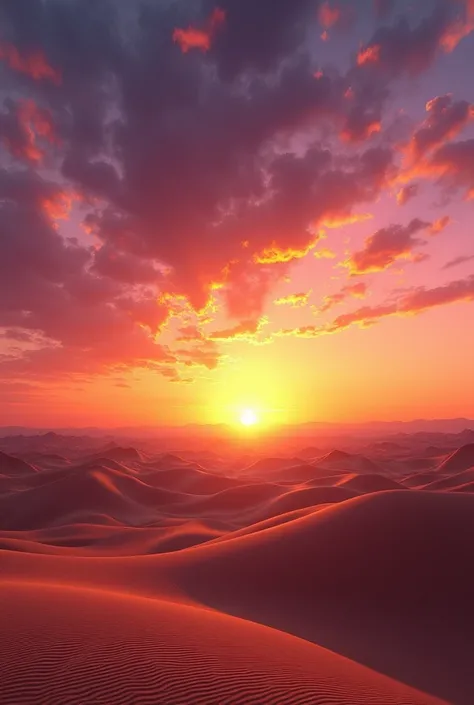 What colors do you see in the sky during a desert sunset?