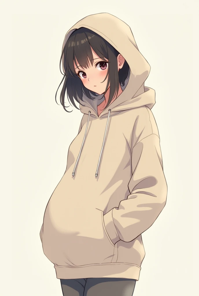 pregnant, hoodie, ager, anime style