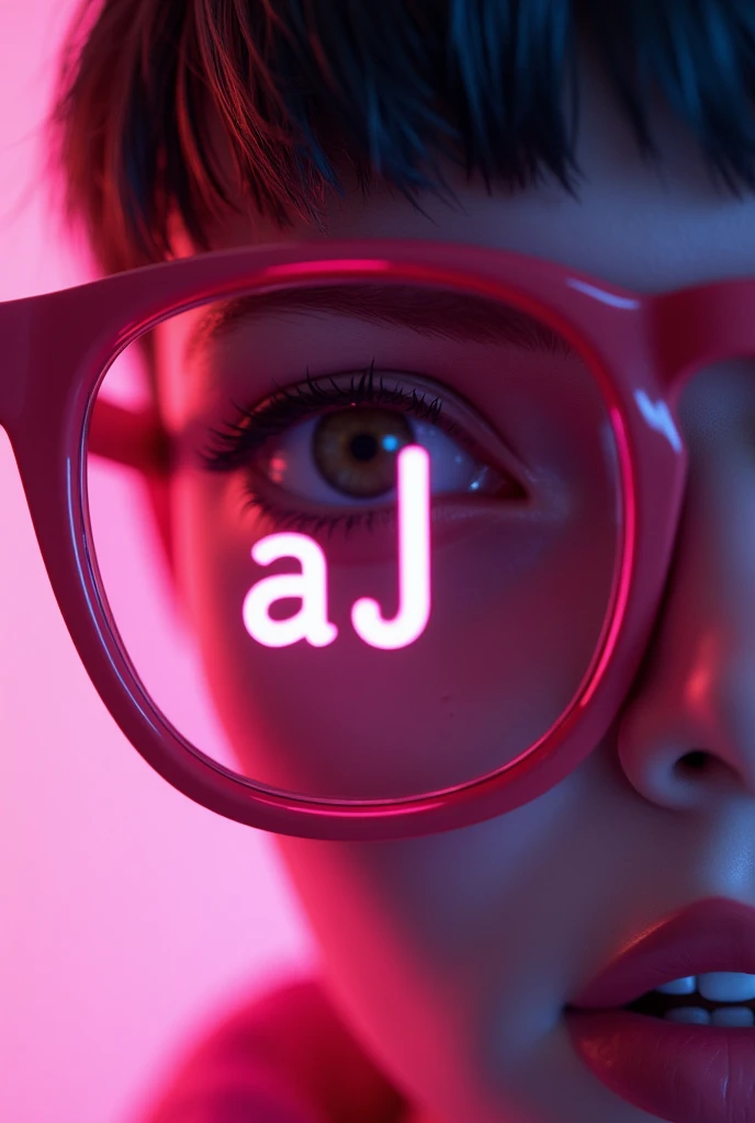 a close up of a pair of glasses with the word aj on it, a picture by James Jarvaise, behance contest winner, funk art, jjba, pop japonisme 3 d ultra detailed, gta vice city style art, jia, jpop clothing, retrowave style, style of jojolion cover art, retro ...