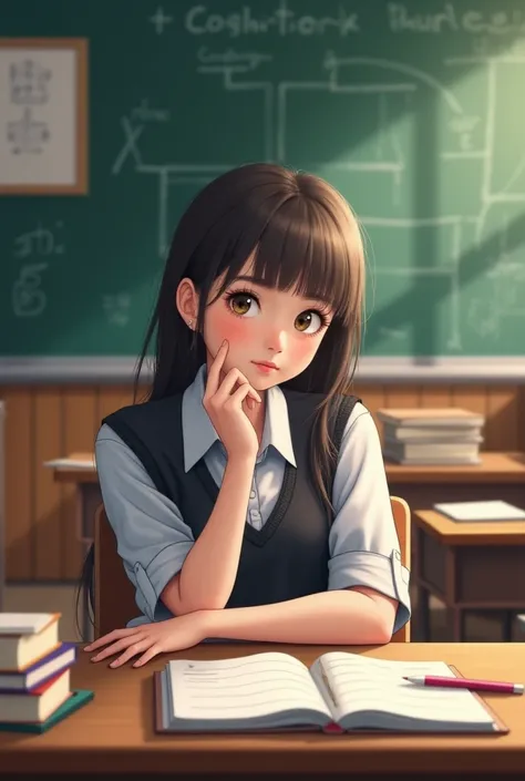 A girl in class room
