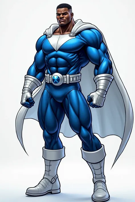 Blue Thunder Super Hero. Race: Negro

Hair :  Suit

Body Constitution :  muscular and imposing ,  with a strong and athletic physique

Attire :

 blue clothes,  designed for combat and protection

Metal punches  (part of the costume ,  do not significantly...