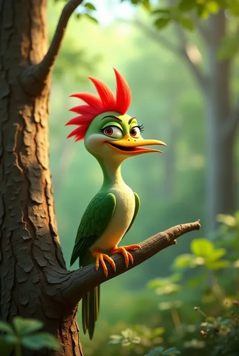 Green woodpecker tree funny humor pixar forest 