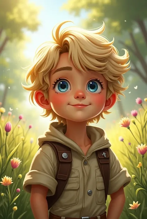 A young boy with blonde hair and blue eyes