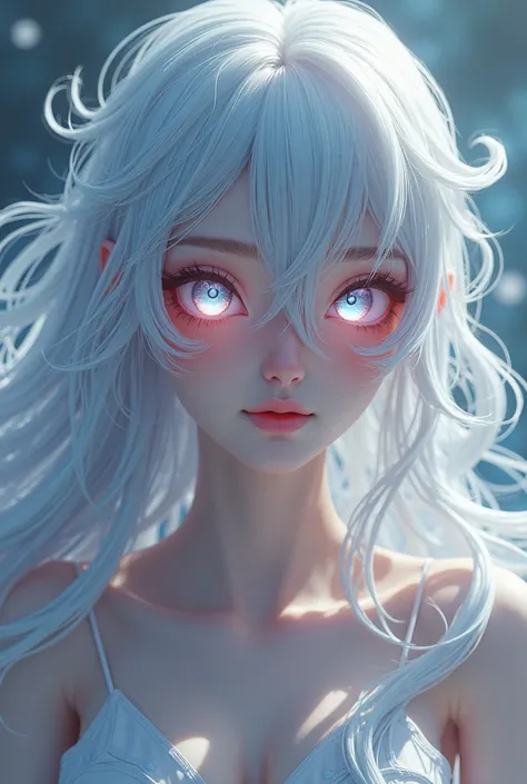 God like entity anime like unique eyes shinny flying hair 