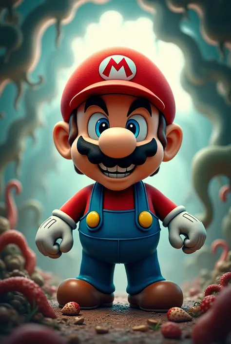 Create an image of Mario looking weird