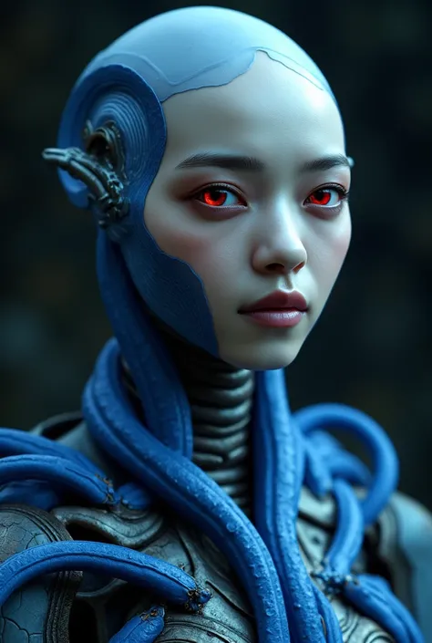 Image of red eyes female alien, cinematic lighting, UHD, masterpiece, accurate, super detail, high details, high quality, award winning, best quality, highest, 16k, detailed face, realistic textured skin, perfect anatomy, perfect fingers, Female alien, bea...