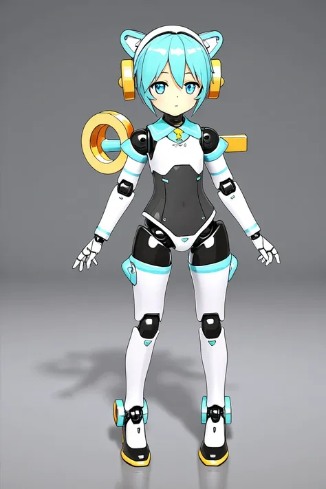 anime style, 1girl, younger female, humanoid robot, doll joints, winding key, mecha musume, perfect hands, 3d, high resolution, high quality, hd,  