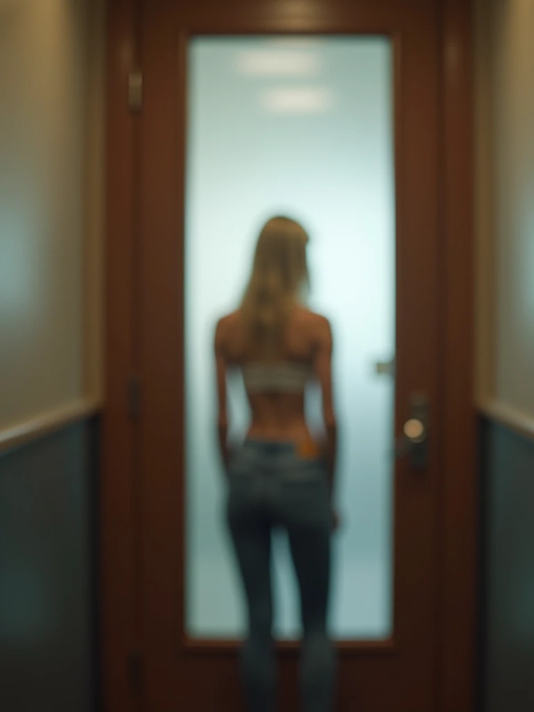 Pov looking through a blurry window, Girl behind a door, girl behind glass, Masterpiece, top quality, highest quality, high resolution, photorealistic, raw photo, closeup, 8K wallpaper unified with extremely detailed CG. Masterpiece, top quality, highest q...