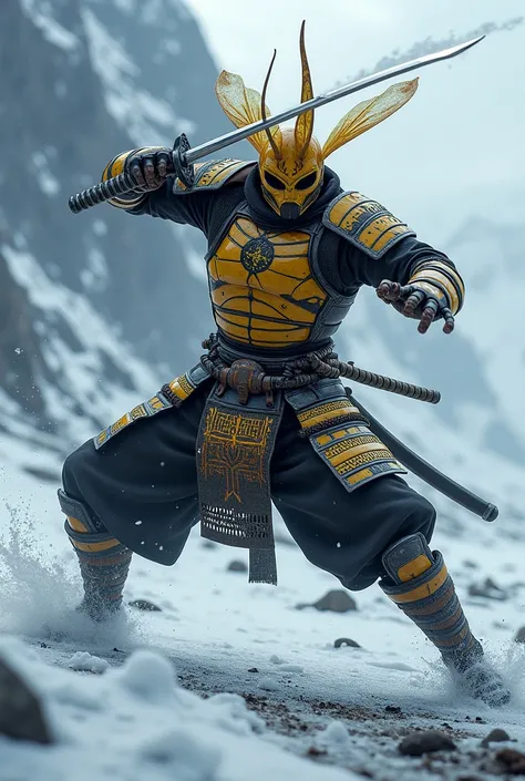 Bee warrior samurai fighting in Iceland 