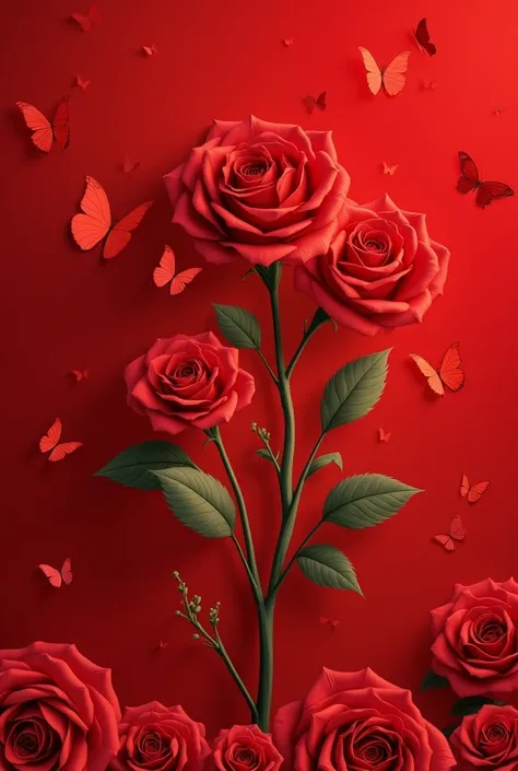 Create birthday invitation with ,  Red Roses and create colorful butterflies with a red background. 
 Gisselle Rubí .  She invites you to celebrate her birthday . Date February 15 at 6 :00pm. ADDRESS: My house 14407 white heather dr 77045 