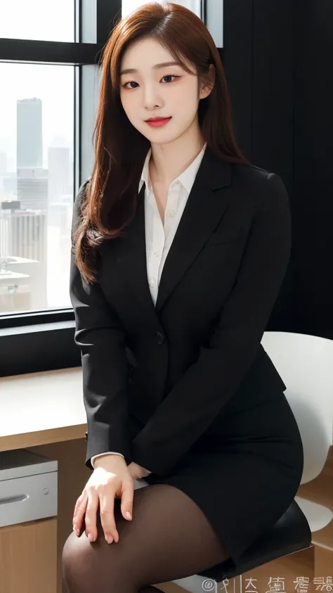 A strikingly beautiful woman with a perfectly sculpted physique, long slender legs, a toned waist, and flawless smooth skin. She is the CEO of a high-rise corporate office, exuding confidence, power, and elegance. Her radiant smile and poised demeanor refl...