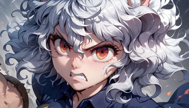 Neferpitou woman with medium breasts big ass, detailed face detailed body detailed eyes 4k angry expression 