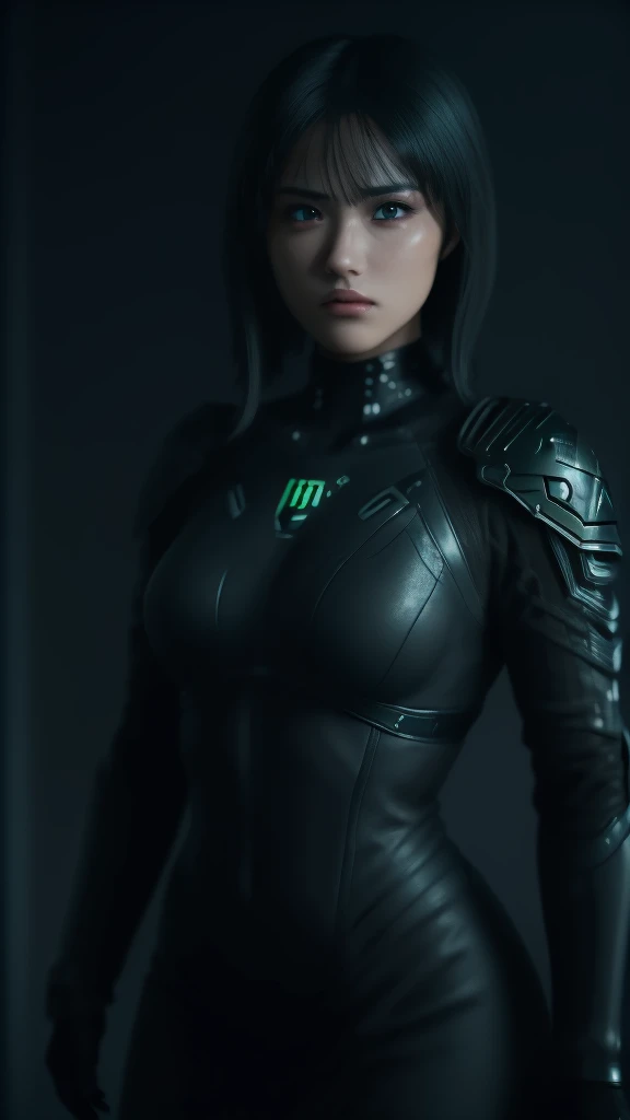 ((Best quality)), ((masterpiece)), (detailed:1.4), 3D, an image of a beautiful cyberpunk female with all black armour,HDR (High Dynamic Range),Ray Tracing,NVIDIA RTX,Super-Resolution,Unreal 5,Subsurface scattering,PBR Texturing,Post-processing,Anisotropic ...