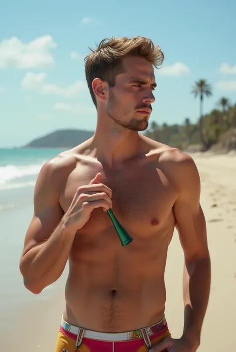 An image of naked kit Connor with a big cock on the beach