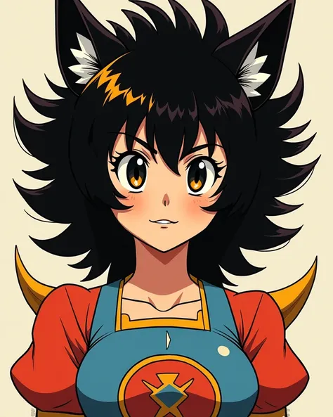 If this character were reimagined in the Go Nagai art style, she would take on a bold, dynamic, and highly expressive design with a mix of retro anime aesthetics and a slightly exaggerated, almost heroic presence. Here’s how she would look:

Facial Feature...