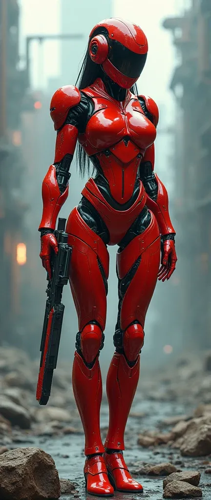 Cyborg girl, red armor