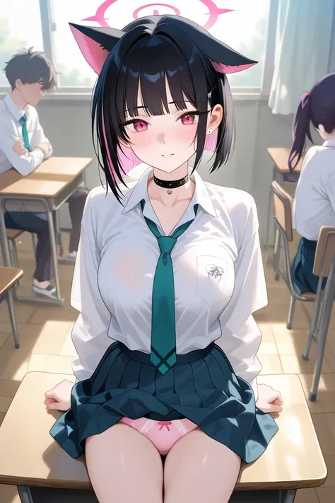 Kazusa shows her panties to attract the attention of the man she likes, classroom, after school, panties, blue archive Kazus