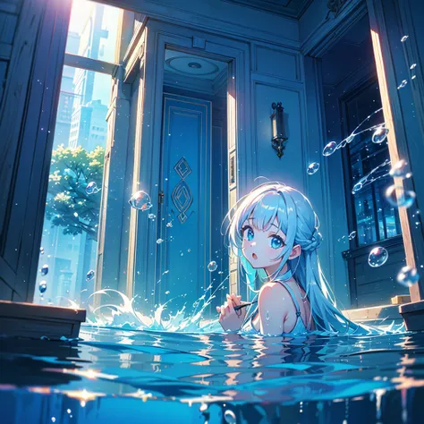  1girl , pretty face、Baby Face、In the water、((( Dynamic Best Composition 、 highest quality、's greatest masterpiece、 Official Art、 super detailed、 high definition、CG、32K、 super detailedな目)))、 Clear Outline 、 absurd、 Incredibly Beautiful Scenery 、 Beautiful ...