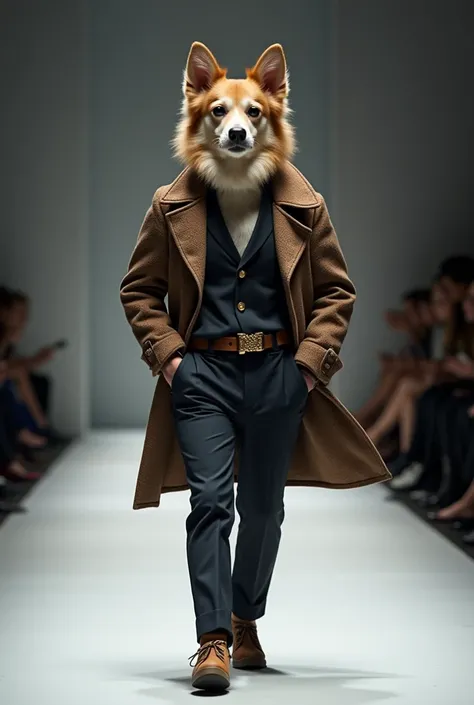 a dog in modeling clothes 