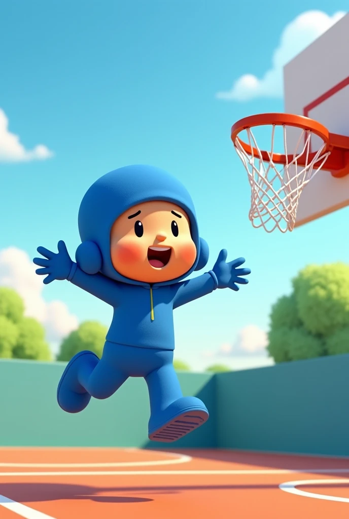 Pocoyo doing slam dunk 