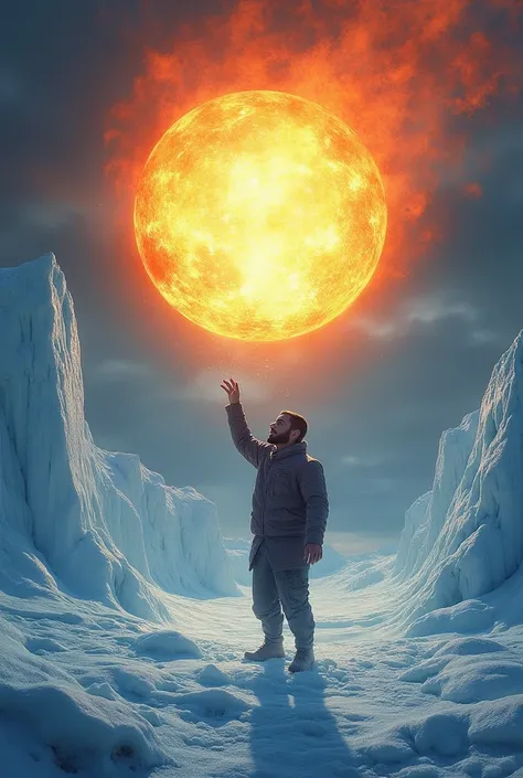 Ice and cold  name Mohamed Kamal and a person touching the sun 