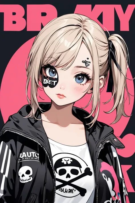 Ultra-realistic Banksy style, Simple line acronym abstract art, Kawaii design,  the best beautiful girl ever,Pirate Girl , skull fashion