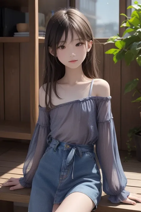 Japanese female middle school student wearing very small very thin silk underwear ,Stand on a hill where you can see distant natural scenery and the coast,(((とても flat chest))), ( flat chest:1.1)、((( Masterpiece))), 最 high quality,Real portrait image qualit...