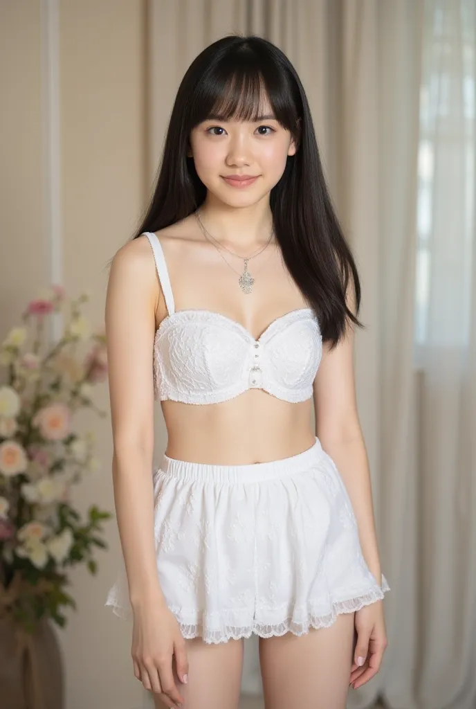 white lingerie pull up skirt, age 13