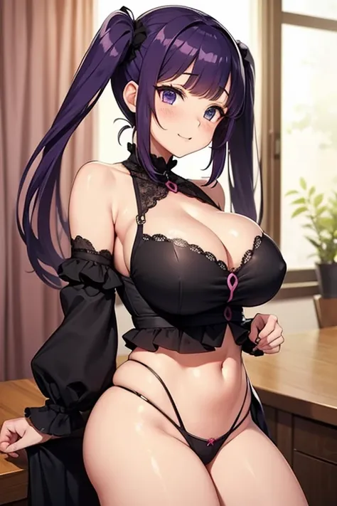 Purple hair,Big Breasts,woman,Menhera,Erotic, twin tails