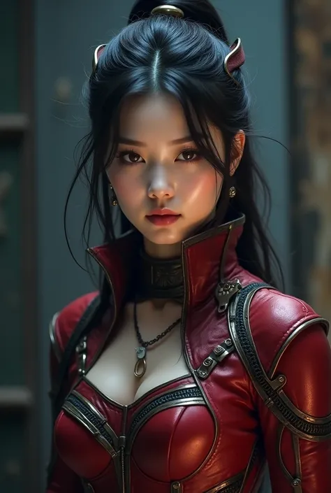 Beautiful korean girl, wearing  costume roque in" x- men" characterLooking at viewer, High Resolution, Masterpiece, Best Quality, High Details, High Quality, 