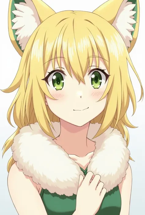 Nanatsu no Taizai anime girl - Eyes: intense green,  with a penetrating and curious look .  - Hair : wavy blonde , with loose white tufts that fall on her face. - Fur:  Pale and soft ,  with a delicate texture that reflects his angelic ancestry .  - Height...