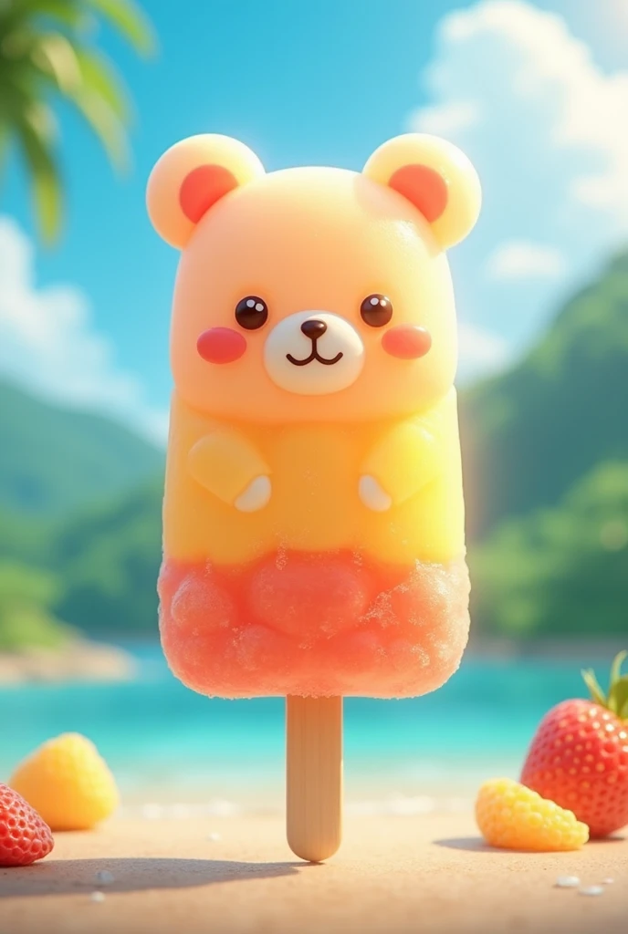 Make a kawaii teddy bear shaped ice popsicle