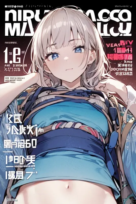 (from below:1.3,Best Quality),a girl ,kimono uniform:1.5 ,platinum color hair,Purplish  blue eyes that dreamers desire, small stature, medium tits , Lori face, (masutepiece:1.2, Best Quality), (finely detailed beautiful eye: 1.2), (beautifull detailed face...