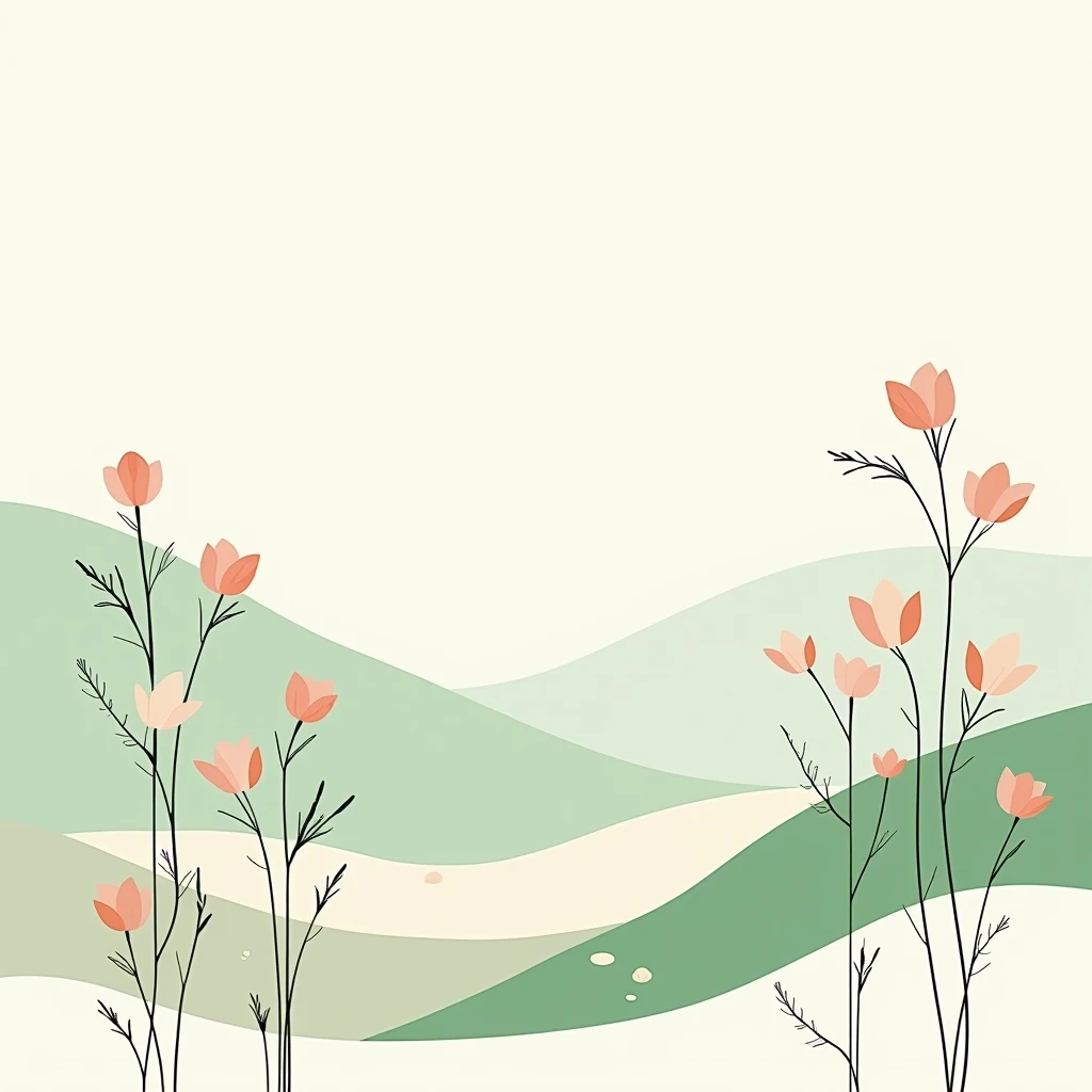 Abstract simply background with natural line arts - spring theme