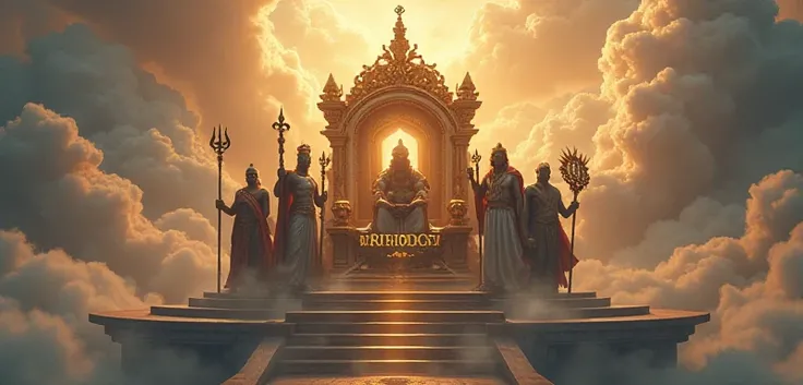 Throne of the Gods

A majestic throne floating in the clouds, surrounded by legendary gods—Hades with his staff, Anubis guarding the underworld, Vishnu radiating divine light, and Thor gripping Mjolnir. The title "Epic Mythology" is inscribed in golden let...