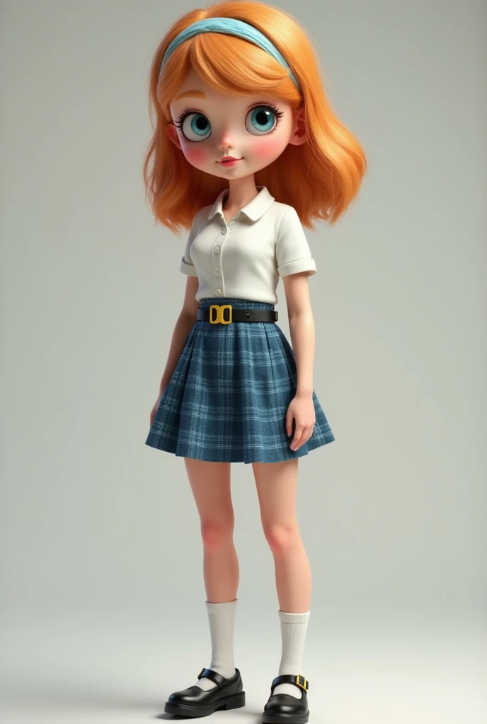 live action
live action style
Realistic style
tall age girl with strawberry blonde hair, fair skin, blue eyes and a slender, but curvy figure. She wears a white short sleeved shirt with a blue plaid skirt, white knee socks, black shoes, light pink lipstick...