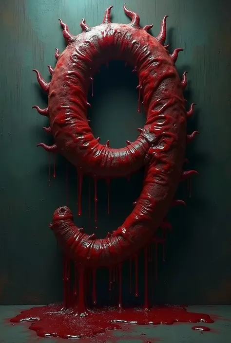 Create an image of number 9 as if it were bleeding, Do it in a horror style 