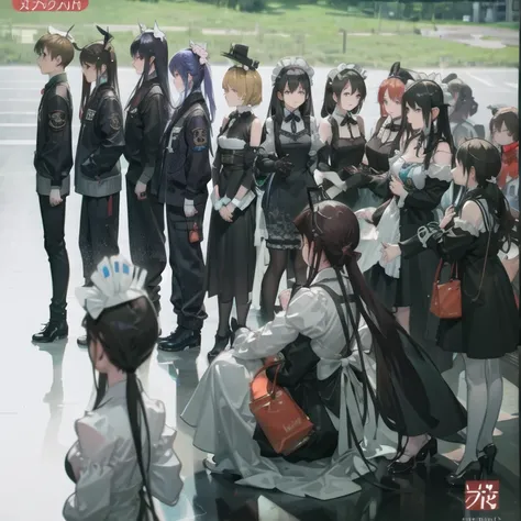  (Future 2077)
 alien world，Maids line up at the door，trainings
Maid Cafe，Standing positions that seduce men 