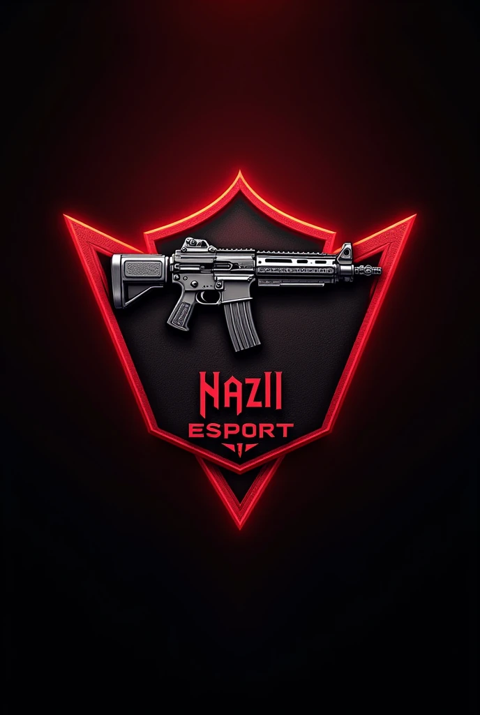 eSports logo, Nazii Esport,The color is red and black,The design is 1930s style,Add a Thompson gun