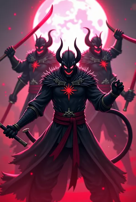 anime - style artwork of a group of demonic men fighting with swords, concept art by Lisa Nankivil, Artstation contest winner, conceptual art, onmyoji detailed art, riot games concept art, overwatch splash art, league of legends concept art, league of lege...