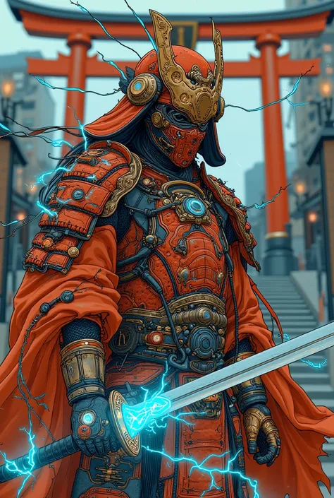 (   Masterpiece:1.2),    TOP QUALITY,     ultra high resolution,  Unity 8k Wallpaper, (   Super Real,    Beautiful Details  ,     perfect light,    neon color,          Highly Detailed Trends     、CG,    backlight,      Metallic Human Samurai    。   Luxuri...