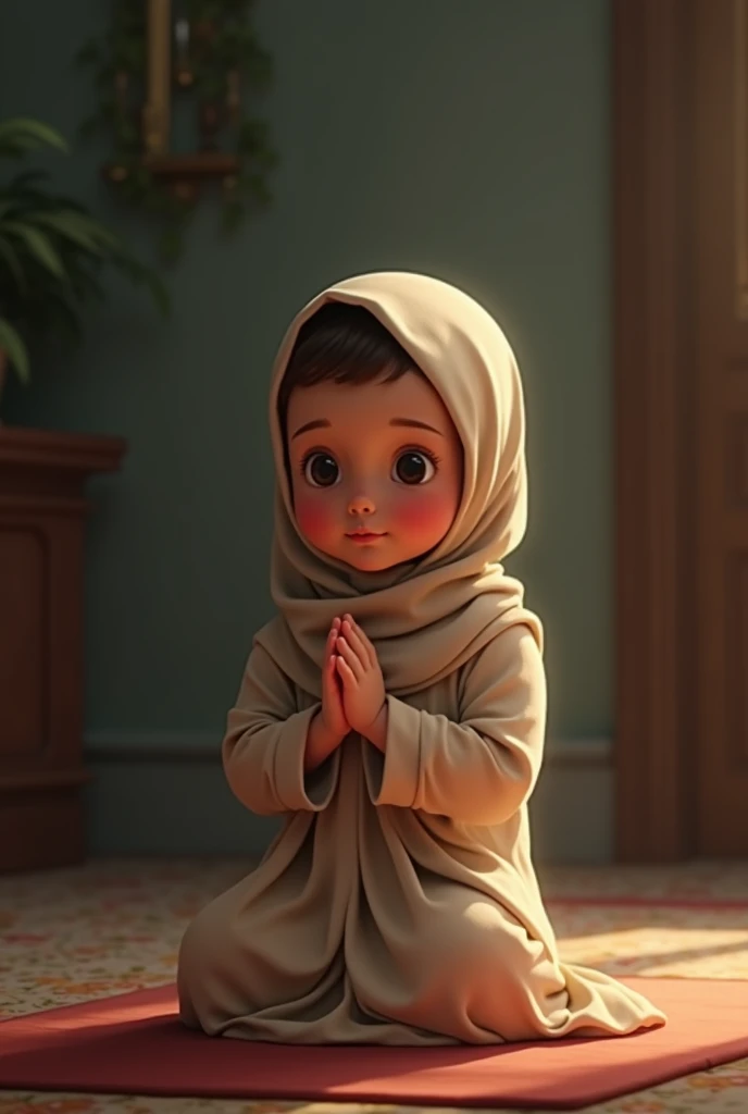 Hijab wearing girl toddler praying