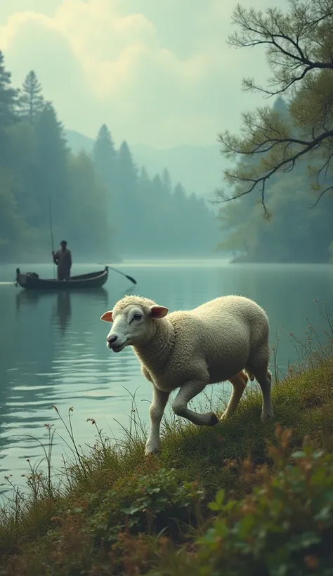 The lamb was also running fast and was thinking in his mind that if he did not run fast today, he would be killed.Going ahead he saw a fisherman standing on the bank of the river.The lamb asked the fisherman to hide in his boat and he said yes.After a whil...