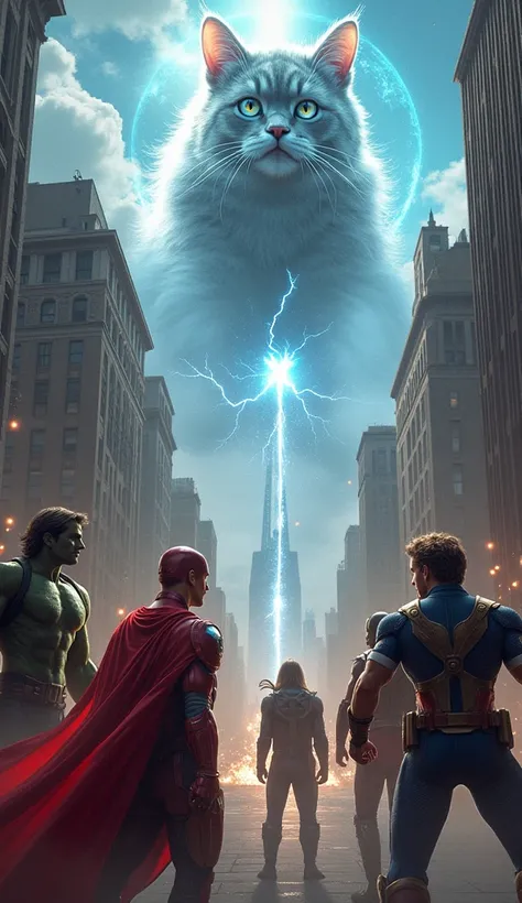 Scene 9: The Catvengers Unite

Setting: Midtown Meowhattan, with towering skyscratching posts and the iconic Furry Freedom Bridge spanning the East River.

Description: A cosmic portal tears open the sky, unleashing the Chitauri—a horde of alien felines wi...