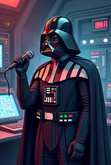 Cartoon of Darth Vader speaking on the radio 